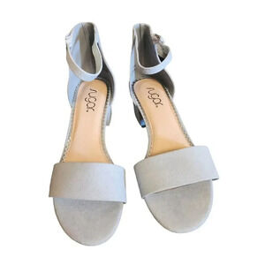 NEW Sugar Women's Blue Gray Block Heel Noelle Low Fabric Upper Sandals Size 8